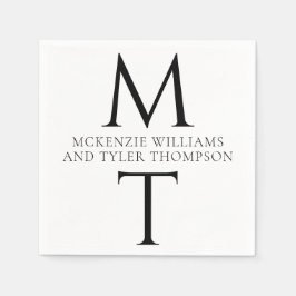 Moderne Monogram Bold Black Initials Serviette