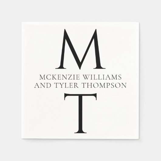 Moderne Monogram Bold Black Initials Serviette (Vorderseite)