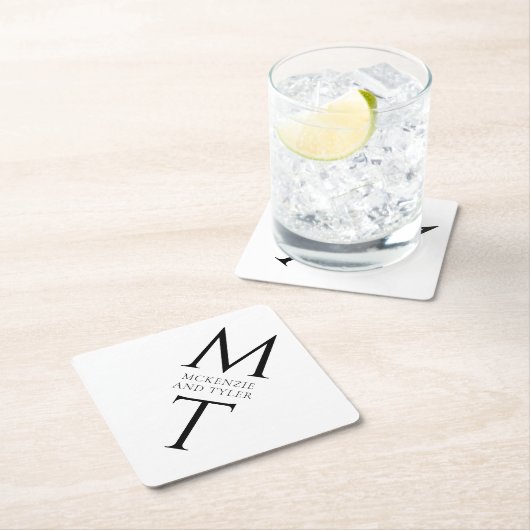 Moderne Monogram Bold Black Initials Untersetzer (Vor Ort)