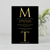 Moderne Monogram Bold Initials Black & Gold Folieneinladung (Stehend vorne)