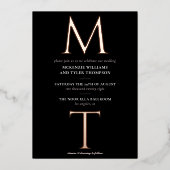 Moderne Monogram Bold Rose Gold Folieneinladung (Vorderseite)