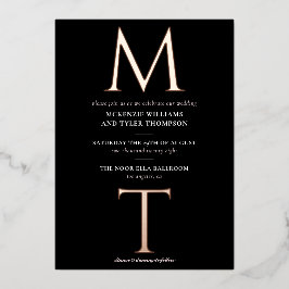 Moderne Monogram Bold Rose Gold Folieneinladung