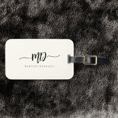 Moderne Monogram Brush Script Black Ivory Stilvoll Gepäckanhänger