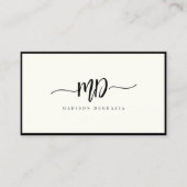 Moderne Monogram Brush Script Black Ivory Stilvoll Visitenkarte (Vorderseite)