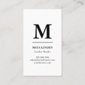 Moderne Monogram Business Card - Schwarz & Weiß Visitenkarte (Rückseite)