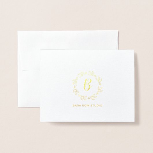 Moderne Monogram, Business Logo Gold Foil Card Folienkarte (Vorderseite mit Umschlag)