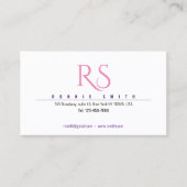 Moderne Monogram Calling Card Telefonnummerkarte (Vorderseite)