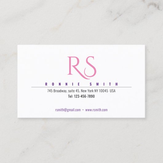 Moderne Monogram Calling Card Telefonnummerkarte (Vorderseite)