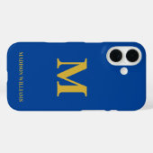 Moderne Monogram Chic Blue Gold Stilvoll Minimalis Case-Mate iPhone Hülle (Rückseite (Horizontal))
