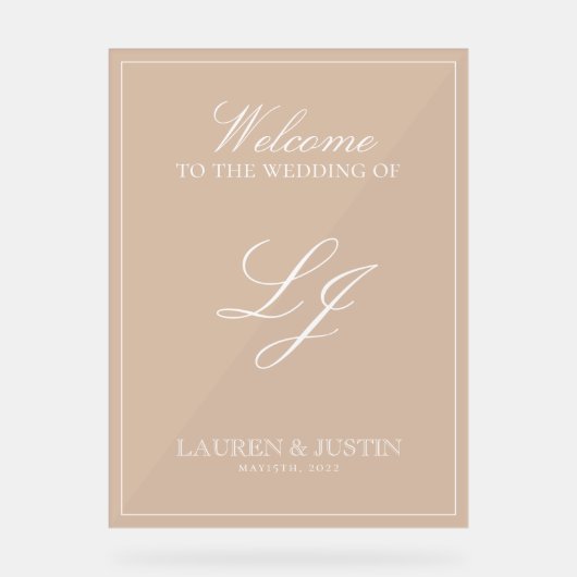 Moderne Monogram Classic Terracotta Script Willkom Acrylschild (Vorderseite)