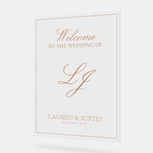 Moderne Monogram Classic Terracotta Script Willkom Acrylschild (Winkel)