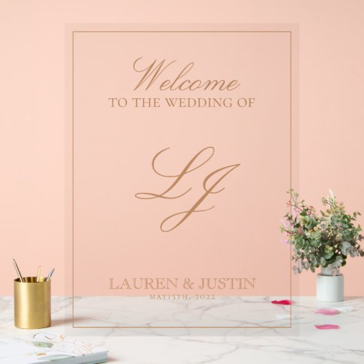 Moderne Monogram Classic Terracotta Script Willkom Acrylschild (Hochzeit)