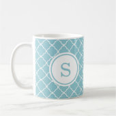Moderne Monogram Custom Tasse - Blau (Links)