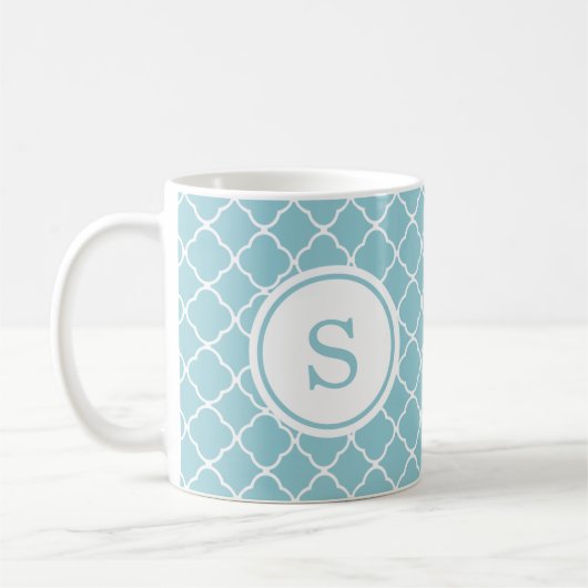 Moderne Monogram Custom Tasse - Blau (Links)