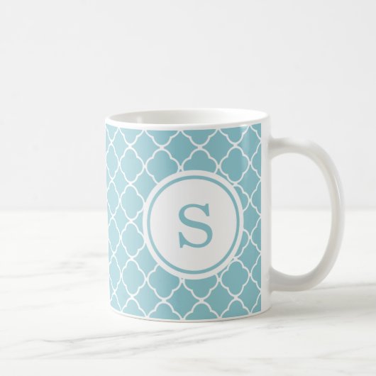 Moderne Monogram Custom Tasse - Blau (Rechts)