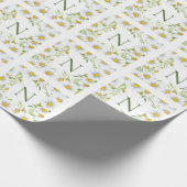 Moderne Monogram Daisies Floral Geschenkpapier (Ecke)