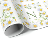 Moderne Monogram Daisies Floral Geschenkpapier (Rolleneckpunkt)