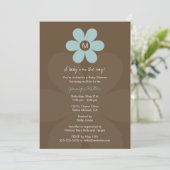 Moderne Monogram Daisy Baby Shower Einladung (Stehend Vorderseite)