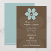 Moderne Monogram Daisy Baby Shower Einladung (Vorne/Hinten)