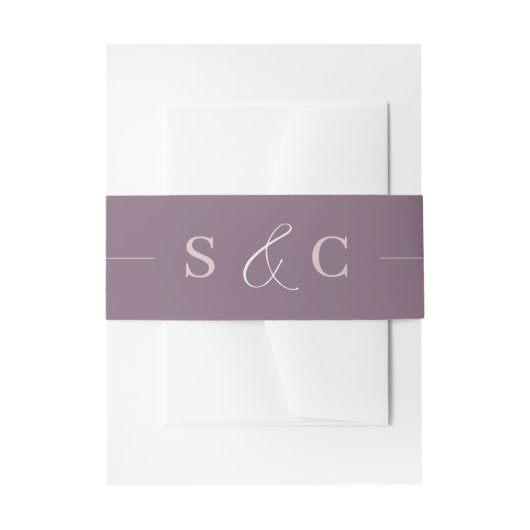 Moderne Monogram Deep Plum & Pink Wedding Einladungsbanderole (Vorderseite Beispiel)