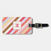 Moderne Monogram Diagonal Candy Stripe Personalisi Gepäckanhänger (Vorderseite horizontal)