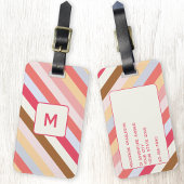 Moderne Monogram Diagonal Candy Stripe Personalisi Gepäckanhänger