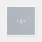 Moderne Monogram Dusty Blue Cocktail Napkins Serviette (Vorderseite)