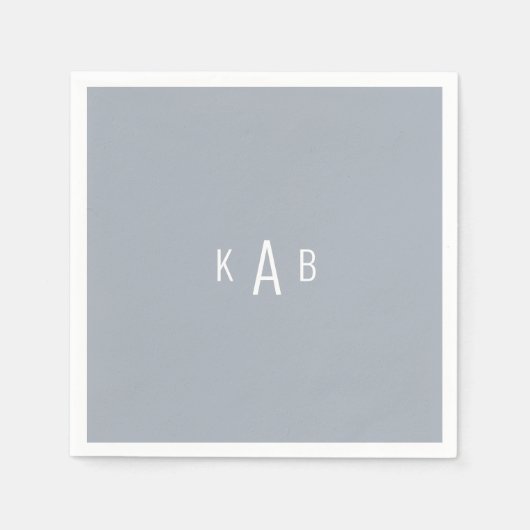Moderne Monogram Dusty Blue Cocktail Napkins Serviette (Vorderseite)