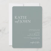 Moderne Monogram Dusty Blue Wedding Einladung (Vorderseite)