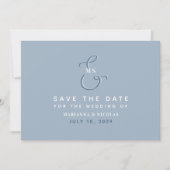 Moderne Monogram Dusty Blue Wedding Save The Date (Vorderseite)