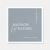 Moderne Monogram Dusty Blue Wedding Serviette (Vorderseite)