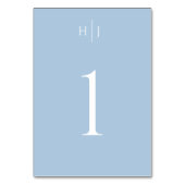 Moderne Monogram Dusty Blue Wedding Tischnummer (Rückseite)