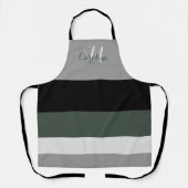 Moderne Monogram Dusty Sage Palette Strippte Schür Schürze (Vorderseite)