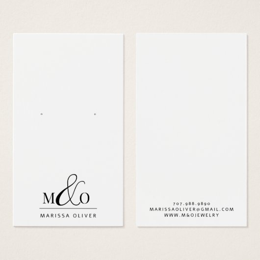 Moderne Monogram Earring Juwelier Display Cards (Vorne & Hinten)