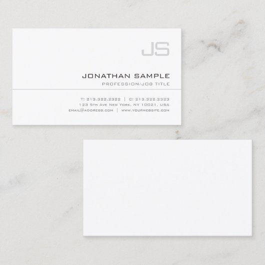 Moderne Monogram Einfache Beruflich Chic Schlicht Visitenkarte (Vorne/Hinten)