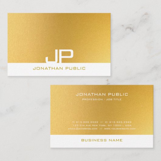Moderne Monogram Elegangoldvorlage Beruflich Visitenkarte (Vorne/Hinten)