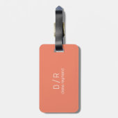 Moderne Monogram Eleganname Lachs Gepäckmarke Gepäckanhänger (Rückseite vertikal)