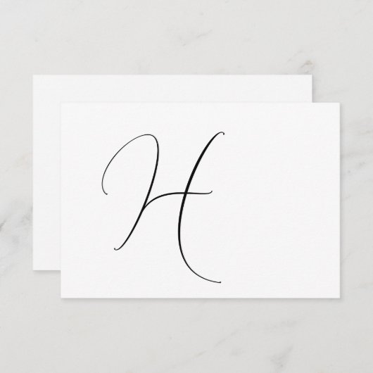 Moderne Monogram Elegant Black & White Wedding RSVP Karte (Vorne/Hinten)