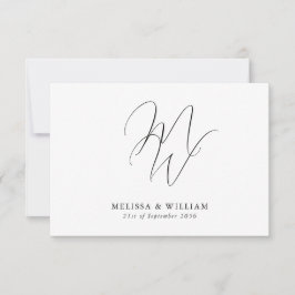 Moderne Monogram Elegant Black & White Wedding RSVP Karte