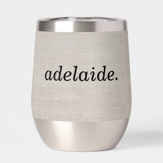 Moderne Monogram Elegant Linen Look Erstname (Rückseite)