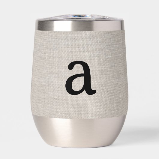 Moderne Monogram Elegant Linen Look Erstname (Vorderseite)