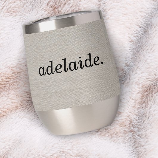 Moderne Monogram Elegant Linen Look Erstname