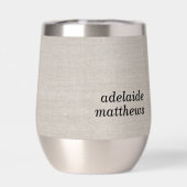 Moderne Monogram Elegant Linen Look Erstname (Rückseite)