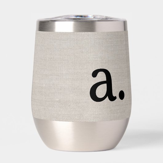 Moderne Monogram Elegant Linen Look Erstname (Vorderseite)