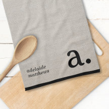 Moderne Monogram Elegant Linen Look Erstname