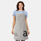Moderne Monogram Elegant Linen Look Erstname Schürze (Getragen)