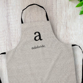 Moderne Monogram Elegant Linen Look Erstname Schürze