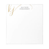 Moderne Monogram Elegant Script Initials Black Notizblock (Vorderseite)
