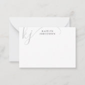 Moderne Monogram Elegant Script Initials Gray Mitteilungskarte (Vorderseite)
