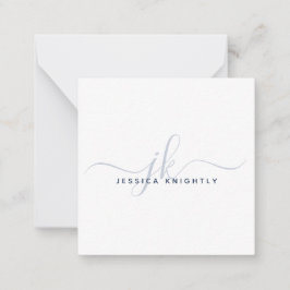 Moderne Monogram Elegant Script Initials Navy Blue Mitteilungskarte